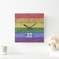 Vintage LGBT flag pride distresed rainbow Monogram