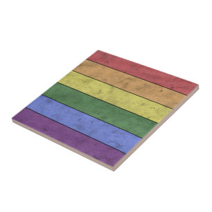 Vintage LGBT flag pride distresed rainbow Tile