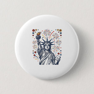 Vintage Liberty Fireworks Patriotic Vector Design_ 2 Inch Round Button