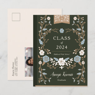 Vintage Library Book Graduation Photo Announcement Postcard