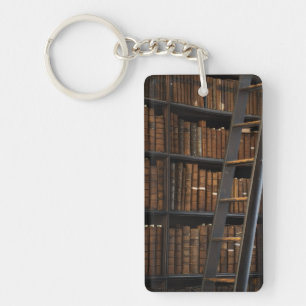 Vintage Library Book Lover Keychain