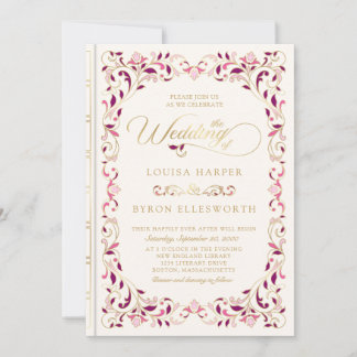 Vintage Library Book Story Fairy Tale Wedding Invitation
