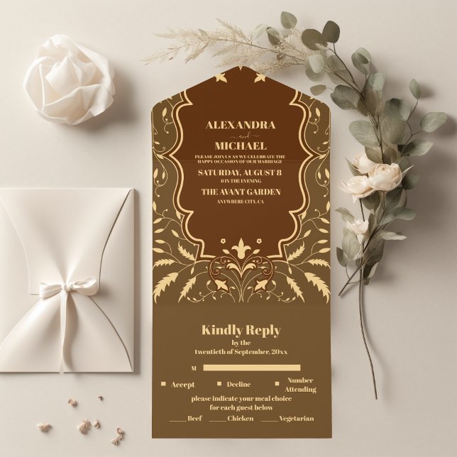 Vintage Library Book Wedding All In One Invitation (Creator Uploaded)