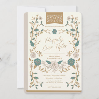 Vintage Library Book Wedding Reception Invitation