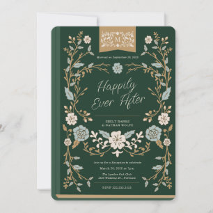 Vintage Library Book Wedding Reception Invitation