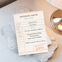 Vintage Library Card Book Lover Ecru Bridal Shower