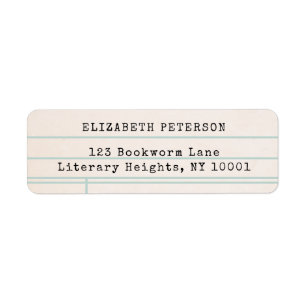 Vintage Library Card Book Themed Return Address