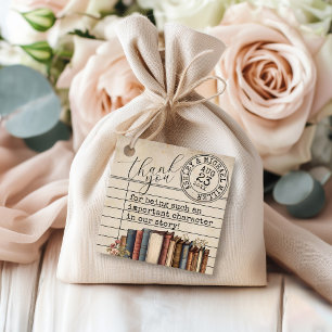 Vintage Library Card Books Wedding Thank You Favour Tags
