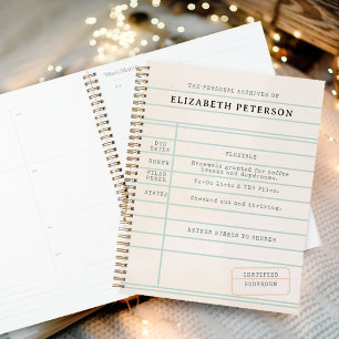 Vintage Library Card Bookworm Bookish Funny Gift Planner