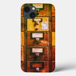 Vintage library card catalog wood cabinet iPhone 13 case