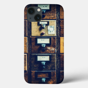 Vintage library card catalog wood cabinet iPhone 13 case