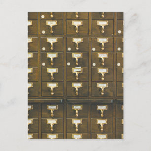 Vintage library card catalogue drawers photo