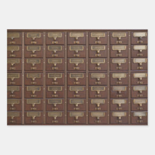 Vintage Library Card Catalogue Drawers Wrapping Pa Paper Sheet