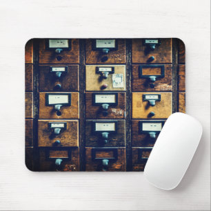 Vintage library card catalogue wood cabinet  mouse pad