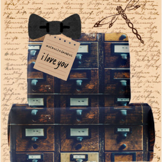 Vintage library card catalogue wood cabinet wrapping paper