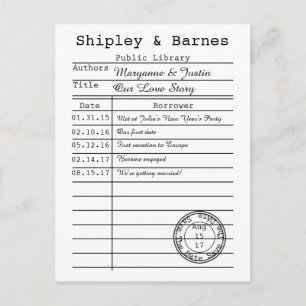 Vintage Library Card Save The Date