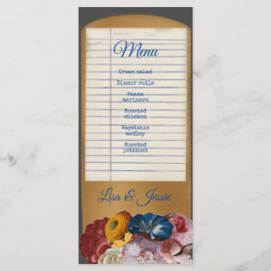 Vintage Library Card Wedding Menu Card