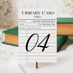 Vintage Library Card Wedding Table Number Card<br><div class="desc">A book lover's dream for wedding day details, this vintage library card table number reimagines the classic checkout card with charming "Author, " "Title, " and "Borrower's Name" fields filled with your wedding details. A bold oversized table number anchors the lower portion of the design, making it easy for guests...</div>