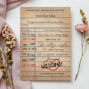 Vintage Library Checkout Card Style Wedding