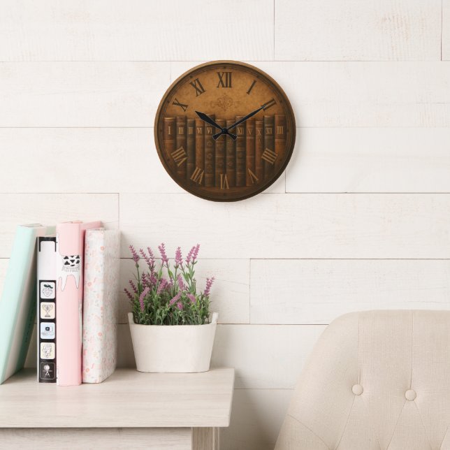 Vintage Library Clock Face with Roman Numerals (Reading Room)