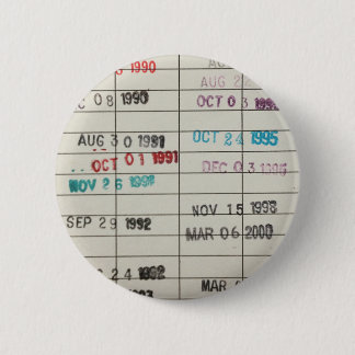 Vintage Library Due Date Cards 2 Inch Round Button