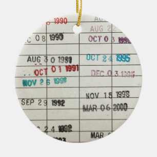 Vintage Library Due Date Cards Ceramic Ornament