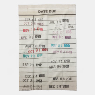Vintage Library Due Date Cards Kitchen Towel