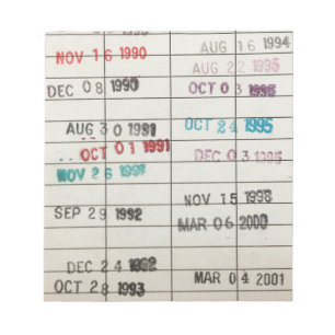 Vintage Library Due Date Cards Notepad