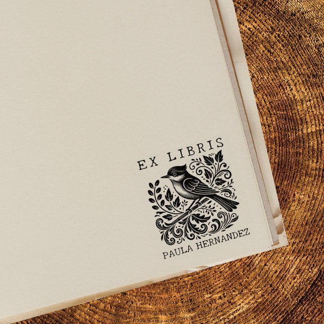 Vintage Library Ex Libris Bird Rubber Stamp (Creator Uploaded)
