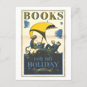 Vintage Library Poster Books for the Holiday Postcard