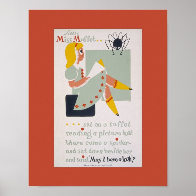 Vintage library poster Miss Muffett (Front)