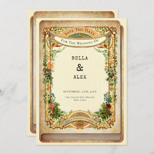 Vintage Library Storybook Elegant Garden Save The Date