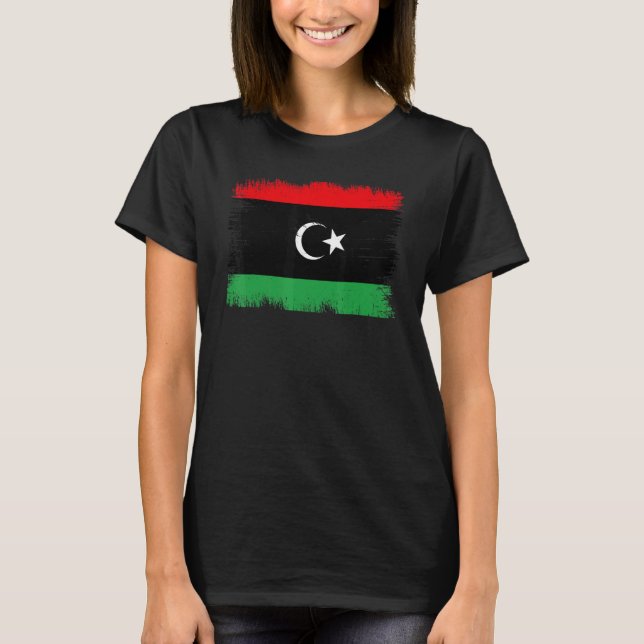 Vintage Libya Flag Libyan Independence Day T-Shirt (Front)