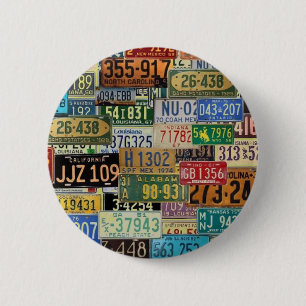 Vintage License Plates 2 Inch Round Button