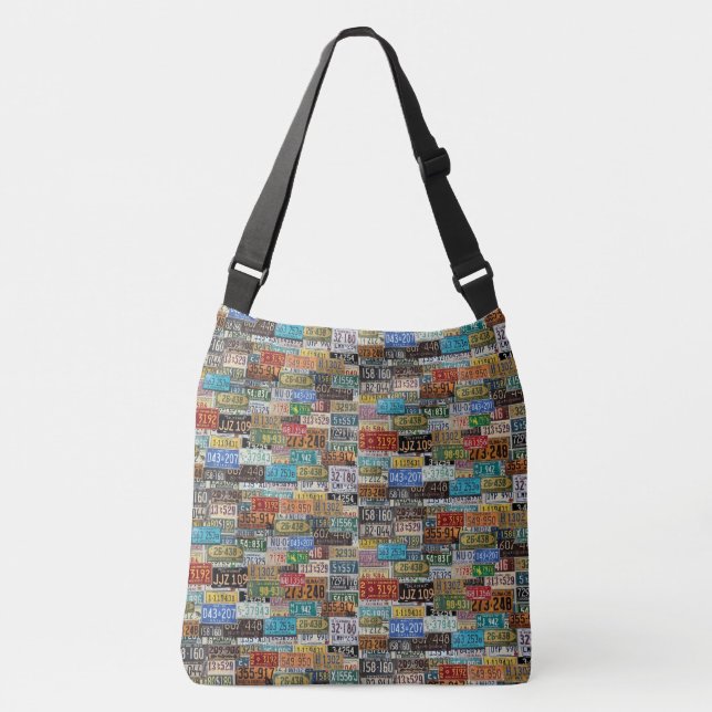 Vintage License Plates Crossbody Bag (Front)