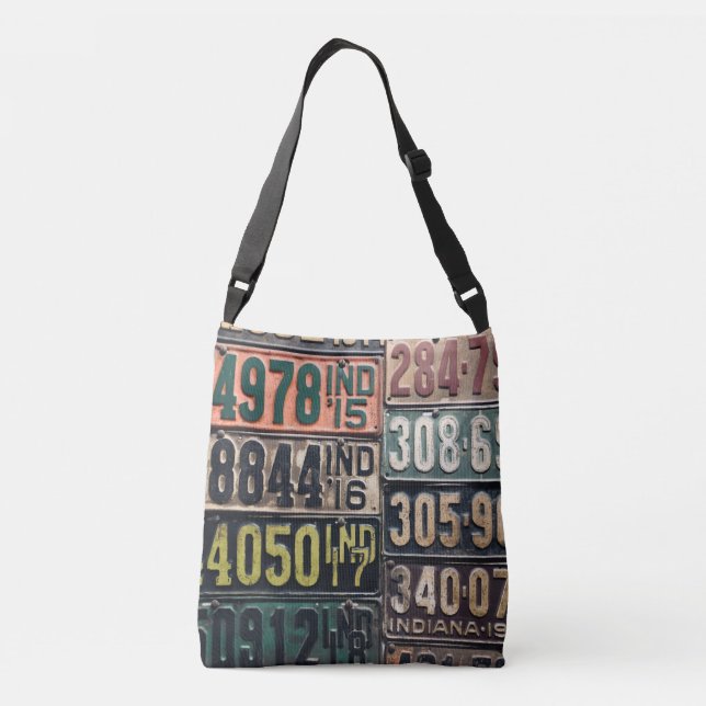 Vintage License Plates Crossbody Bag (Back)