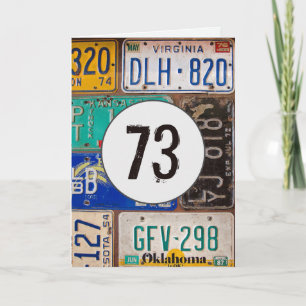 Vintage License Plates for 73rd Birthday Card