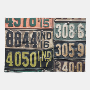Vintage License Plates Kitchen Towel