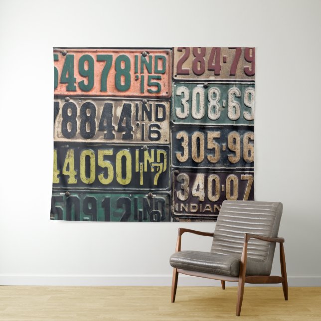 Vintage License Plates Tapestry (In Situ (Horizontal))