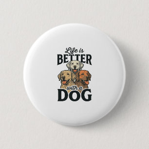 Vintage Life Is Better With a Dog Vector Design_1 2 Inch Round Button