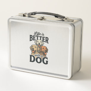 Vintage Life Is Better With a Dog Vector Design_1 Metal Lunch Box