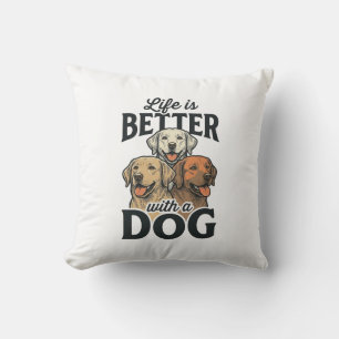 Vintage Life Is Better With a Dog Vector Design_1 Throw Pillow