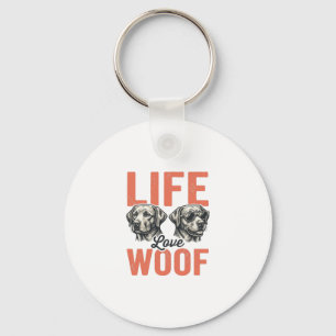 Vintage Life Love Woof Dog Graphic Design_1 Keychain