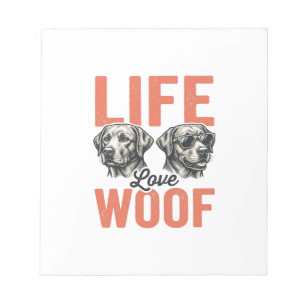 Vintage Life Love Woof Dog Graphic Design_1 Notepad