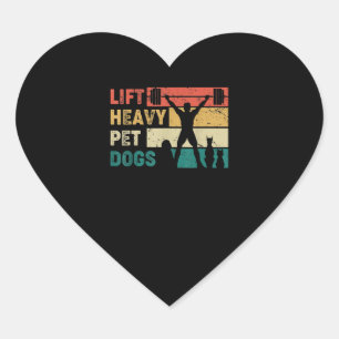 Vintage Lift Heavy Pet Dogs Funny Fitness Heart Sticker