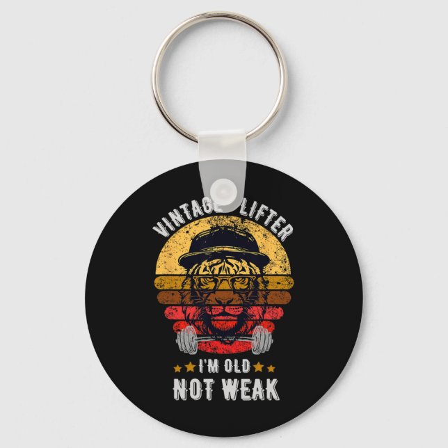 Vintage Lifter I'm Old Not Weak  Keychain (Front)