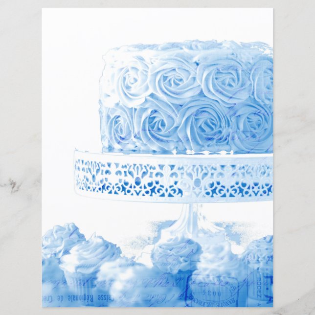 Vintage light blue birthday cake scrapbooking pape (Front)