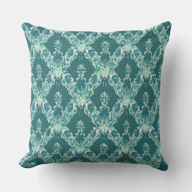 Vintage Light Emerald Green Leaves  Throw Pillow (Front)