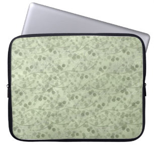 Vintage light green leaves distressed cottagecore  laptop sleeve