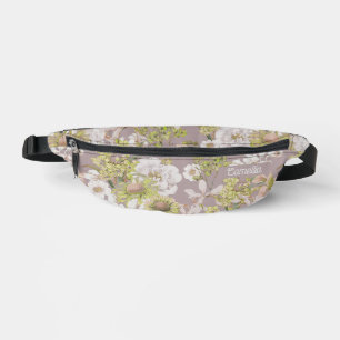 Vintage Light Gris Green Floral Pattern Name Fanny Pack